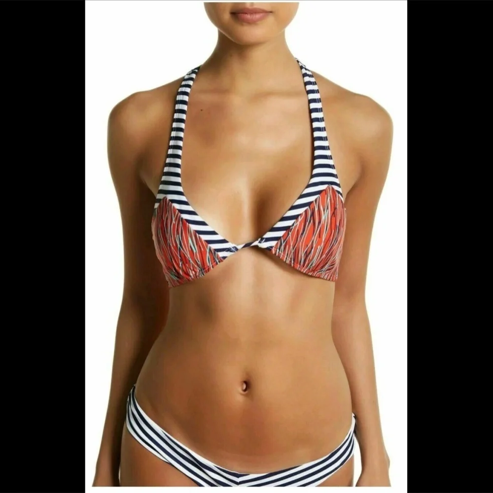 NEW $85 Mia Marcelle Michon Combo Print Bikini Top [SZ‎ XS ]